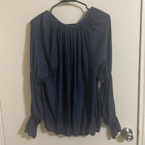 NWT Ramy Brook Navy Boho Studded Long Sleeve Blouse - Picture 6 of 6